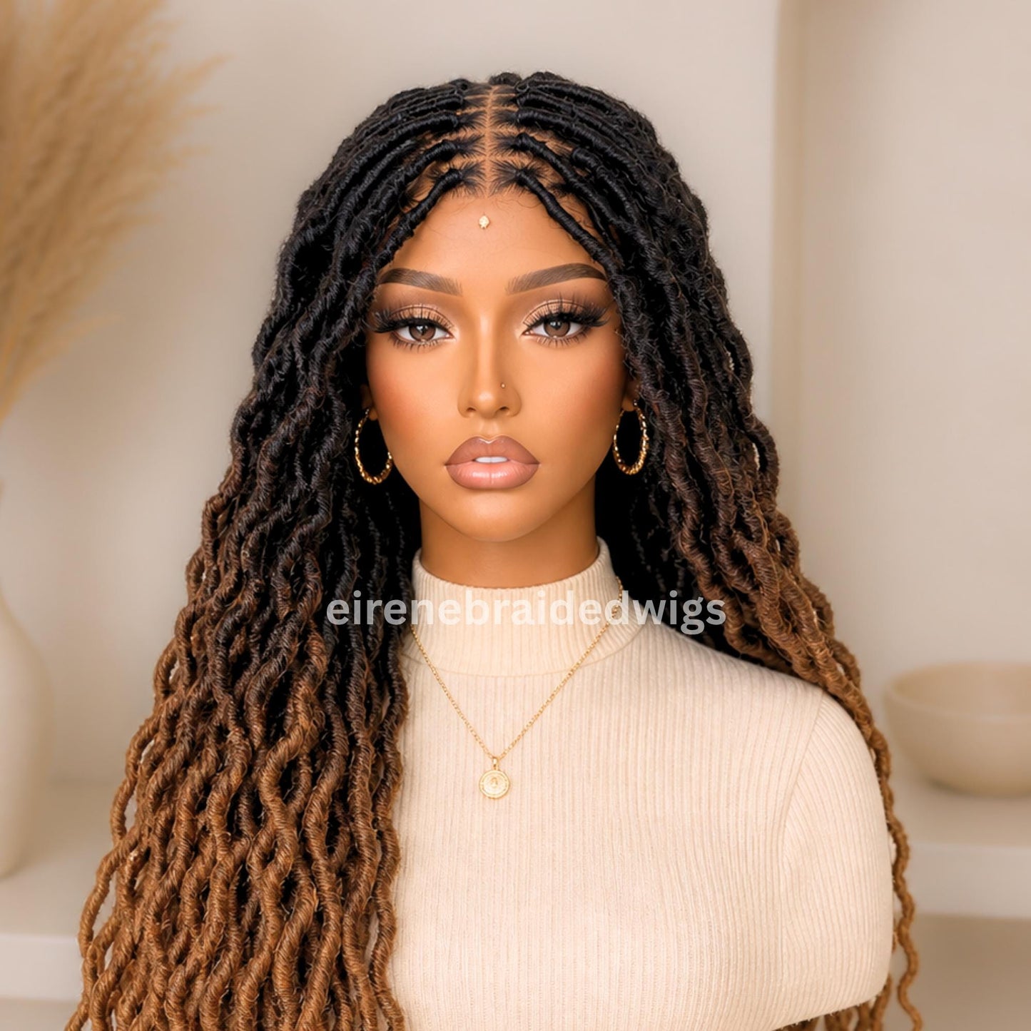 Braided Wigs for Black Women 30" Faux Locs Braid Wig – Full Lace – Boho Goddess Style – product image 2
