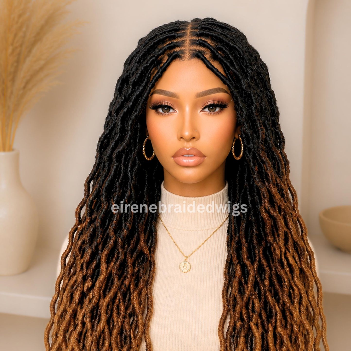 Braided Wigs for Black Women 30" Faux Locs Braid Wig – Full Lace – Boho Goddess Style – product image 1