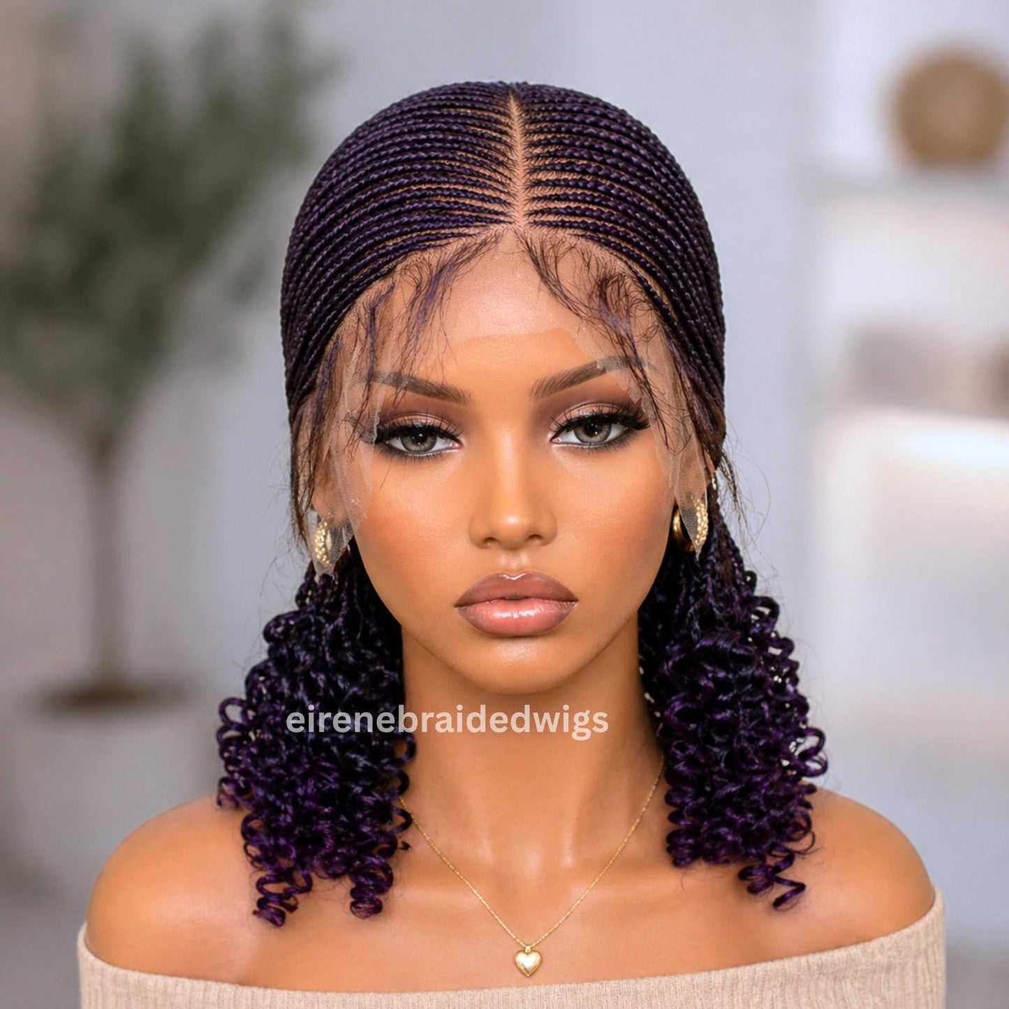 Curly Full Lace Braids Wig – Cornrow Wig – Baby Hair Lace Front Box Braided Wig – Human Hair Weave Wig – Passion Twist Micro Twist – product image 4