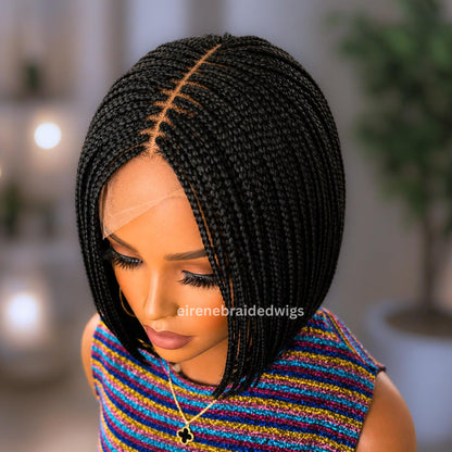 Braided Wigs for Black Women Box Braids Bob Wig – 12-Inch Human Hair Blend Lace Wig – product image 1