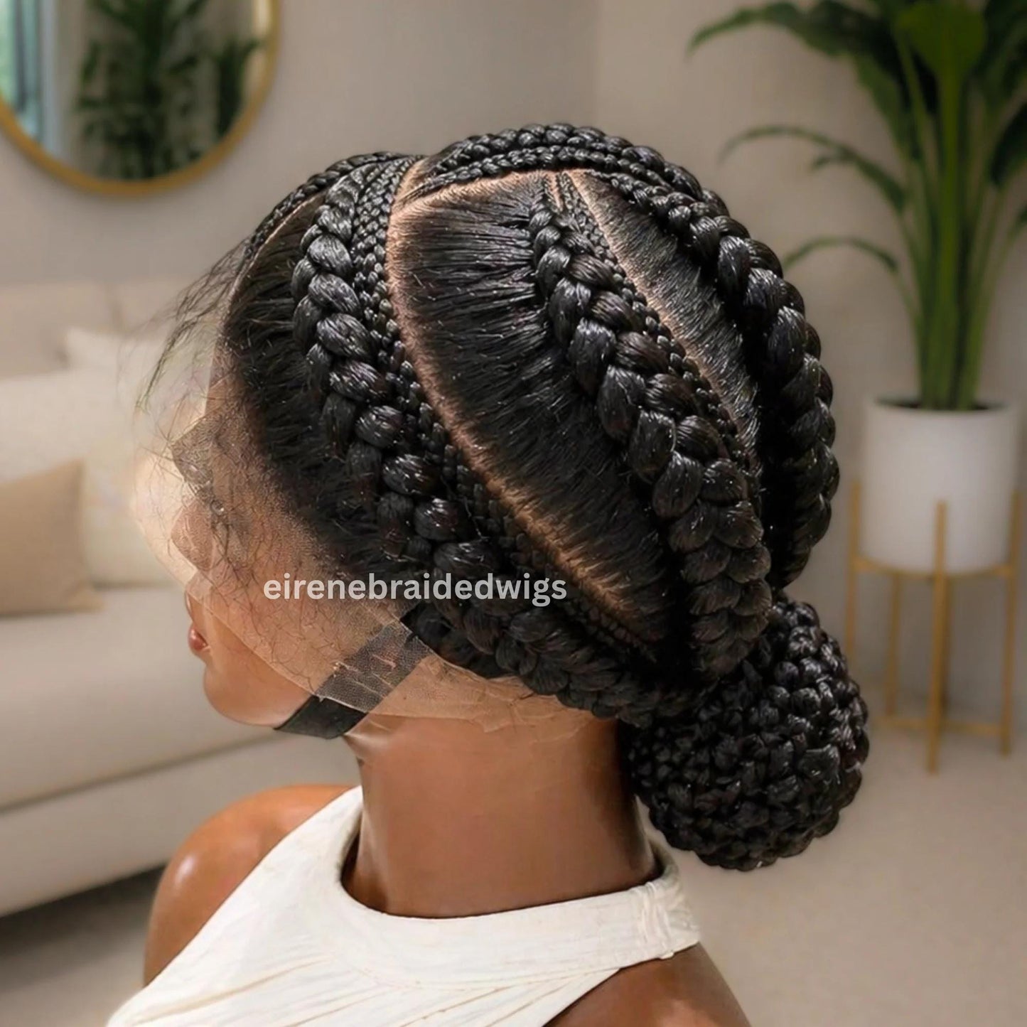 Cornrow Braided Wigs for Black Women – Full Lace All Back Lightweight Cornrow Human Hair Wig – product image 1