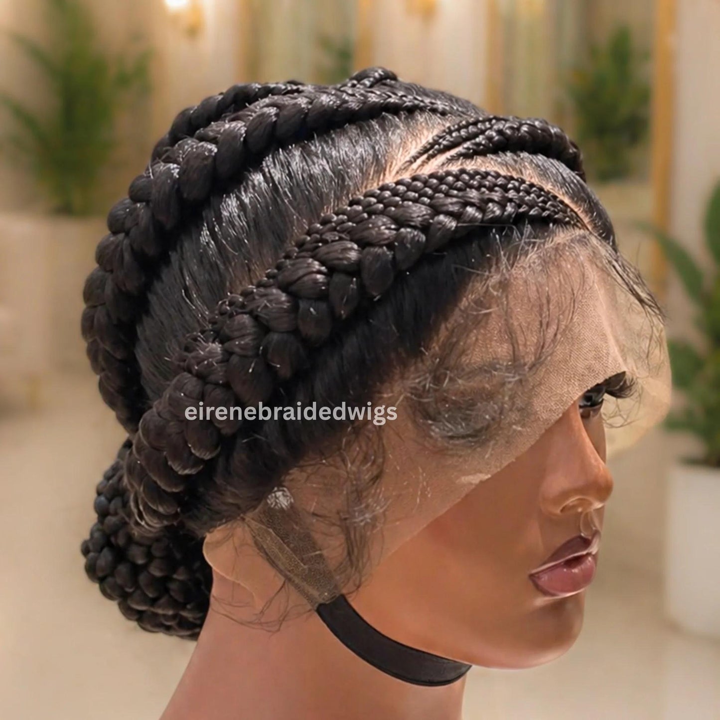 Cornrow Braided Wigs for Black Women – Full Lace All Back Lightweight Cornrow Human Hair Wig – product image 5