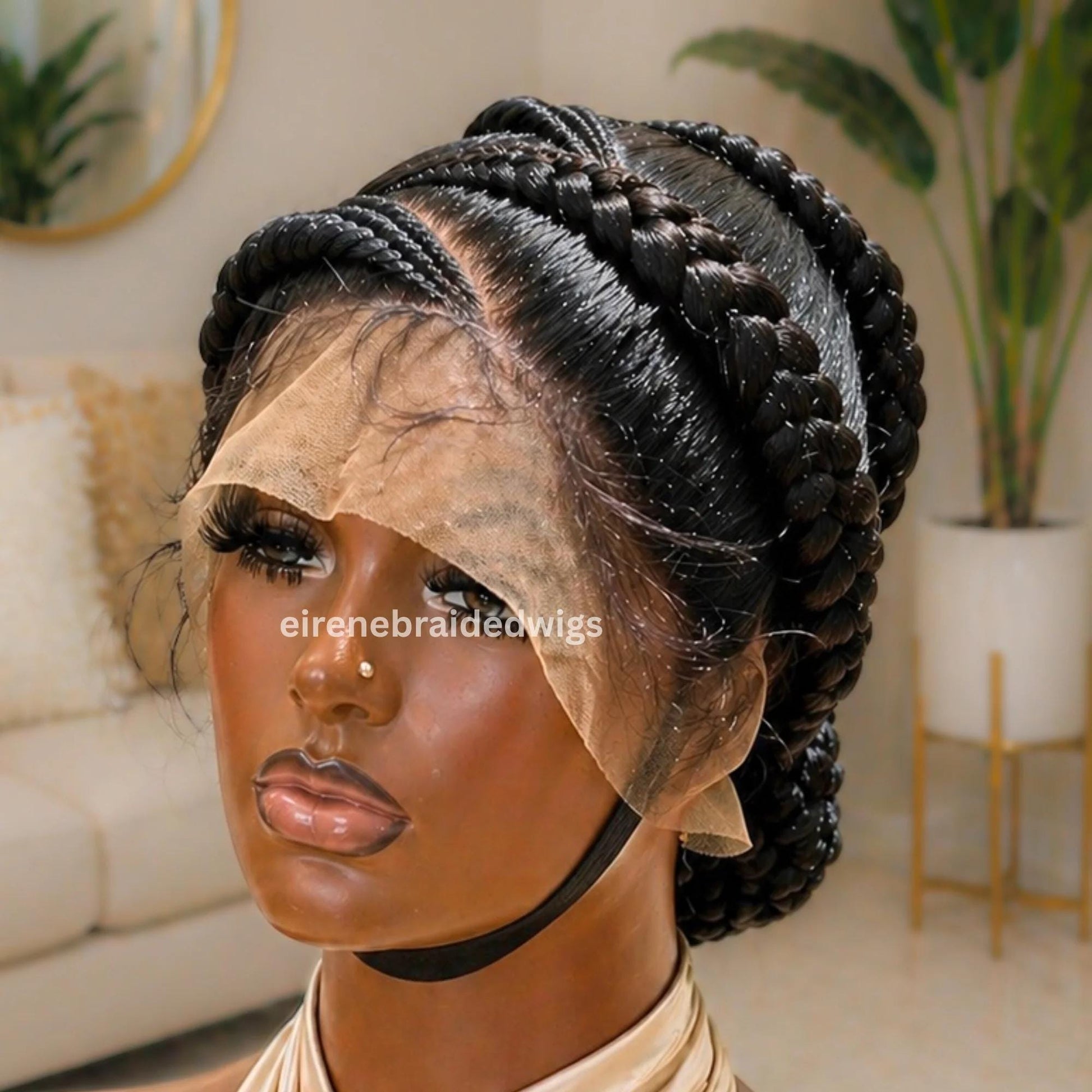 Cornrow Braided Wigs for Black Women – Full Lace All Back Lightweight Cornrow Human Hair Wig – product image 7