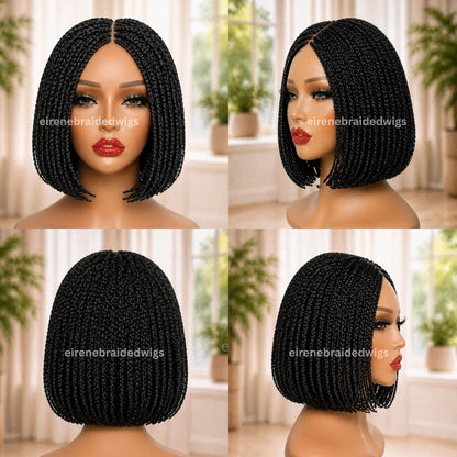 Braided Wigs for Black Women – Black Short Bob Braided Wig – Human Hair Lace Closure – Single Box Braids – product image 3