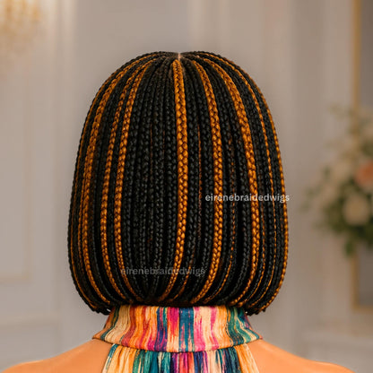 Braided Wigs for Black Women Braided Bob Wig – Black Gold Fulani Cornrow Human Hair Blend Lace Front – product image 3