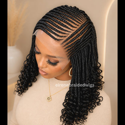 Braided Wigs for Black Women 14" Cornrow Braid Wig – Black Braided Lace Frontal Wig – product image 2