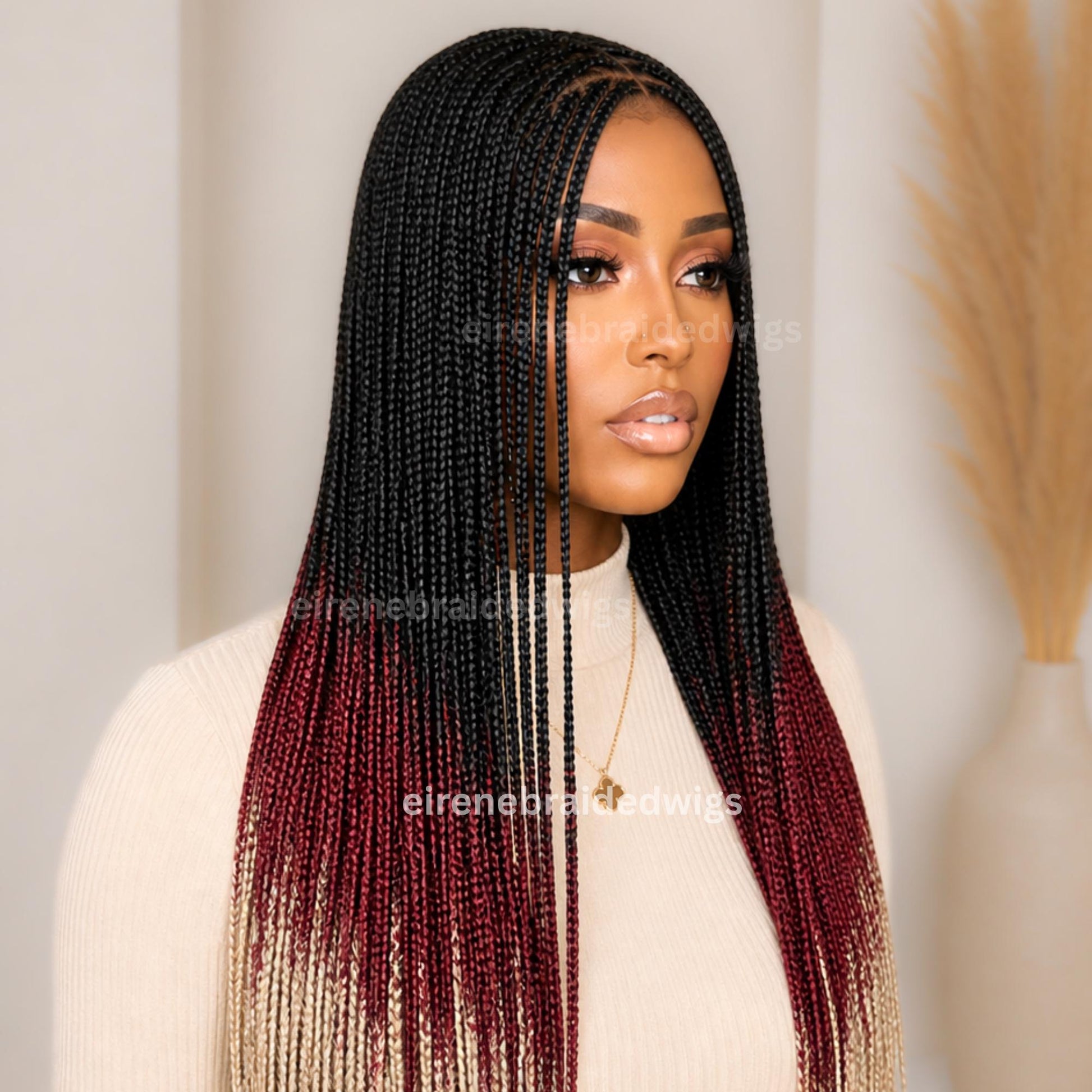 40in Ombre Box Braids Wig for Black Women – Long Rainbow Multicolor Lace Closure Wig – product image 2