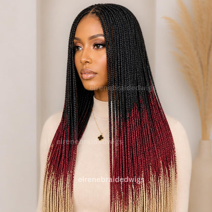 40in Ombre Box Braids Wig for Black Women – Long Rainbow Multicolor Lace Closure Wig – product image 6