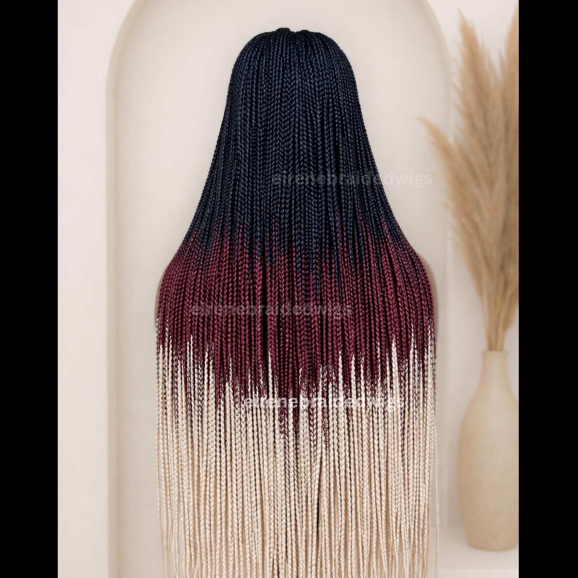40in Ombre Box Braids Wig for Black Women – Long Rainbow Multicolor Lace Closure Wig – product image 4