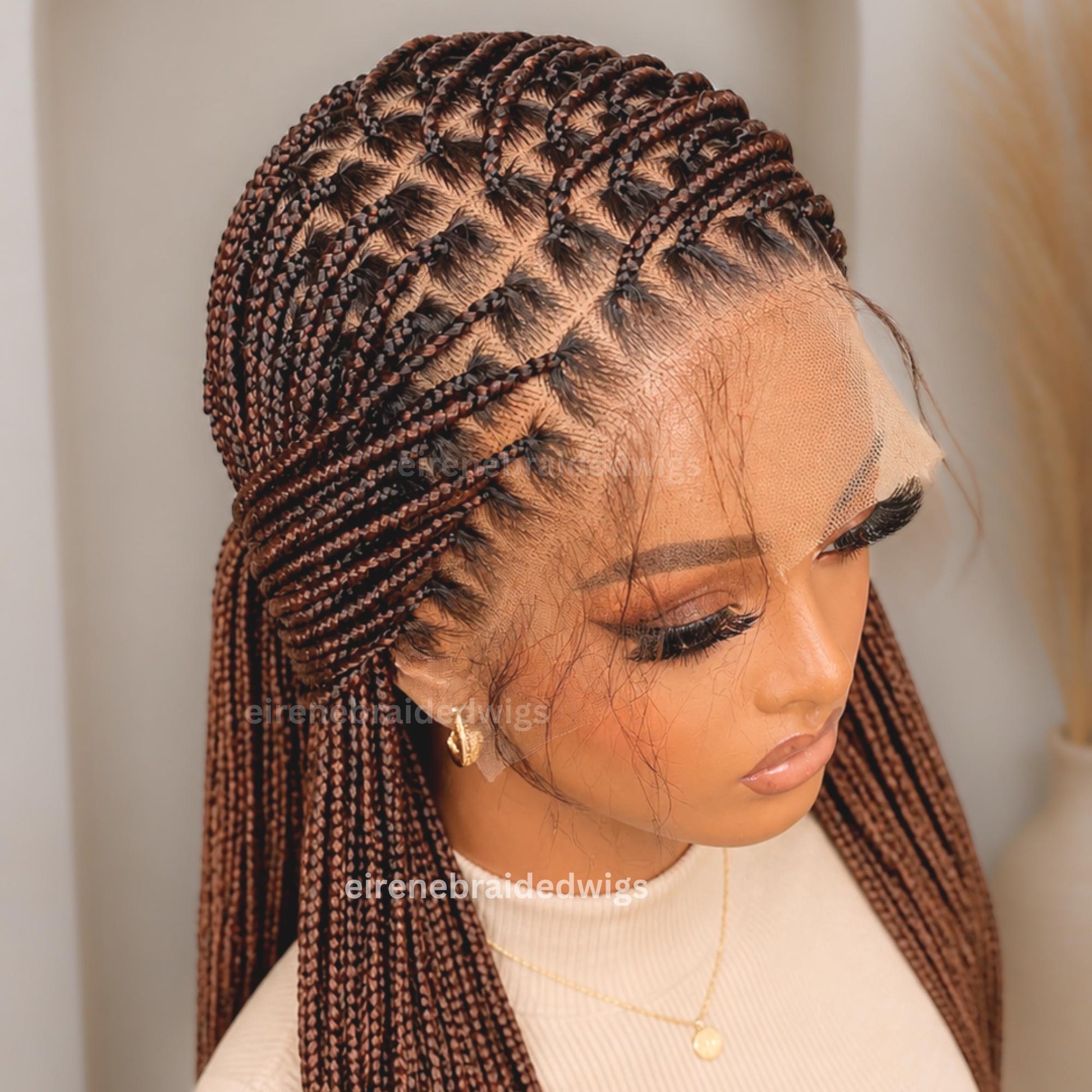 Braided Wigs for Black Women Knotless Box Braided Wig – Long Blonde Boho Goddess Locs – Full Lace – product image 4