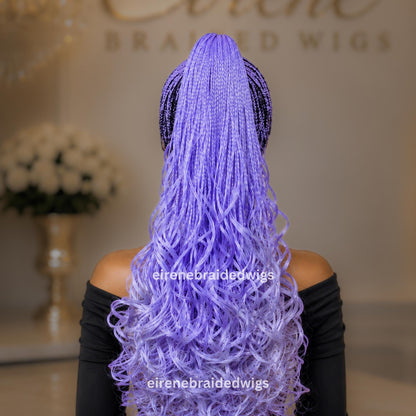Braided Wigs for Black Women – Spanish Curls Braided Wig – Nano Twist Human Hair Lace Front – Purple – Lilac – Lavender – product image 5