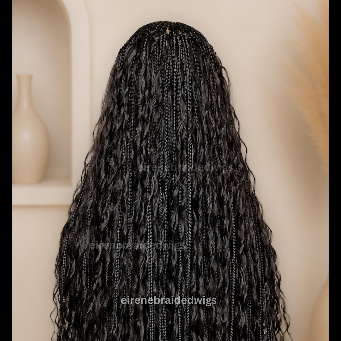 Braided Wigs for Black Women Knotless Boho Goddess Loc Lace Frontal Cornrow Wig French Spanis – product image 5