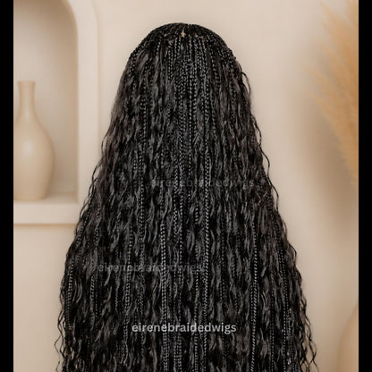 Braided Wigs for Black Women Knotless Boho Goddess Loc Lace Frontal Cornrow Wig French Spanis – product image 5