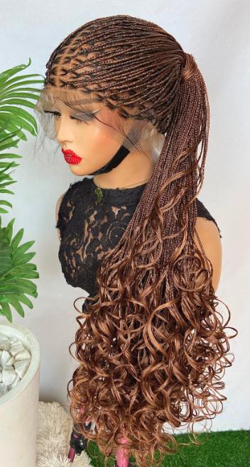 Braided Wigs for Black Women Spanish Curls Braided Wig – Nano Twist Human Hair Lace Front – product image 1