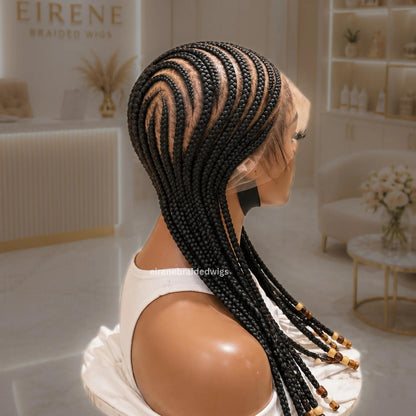 Full Lace Frontal Cornrow Braided Wig for Black Women – Ghana Weave with Beads – product image 1