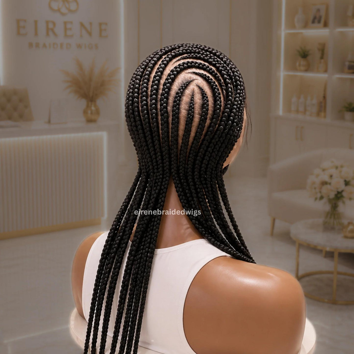 Full Lace Frontal Cornrow Braided Wig for Black Women – Ghana Weave with Beads – product image 3