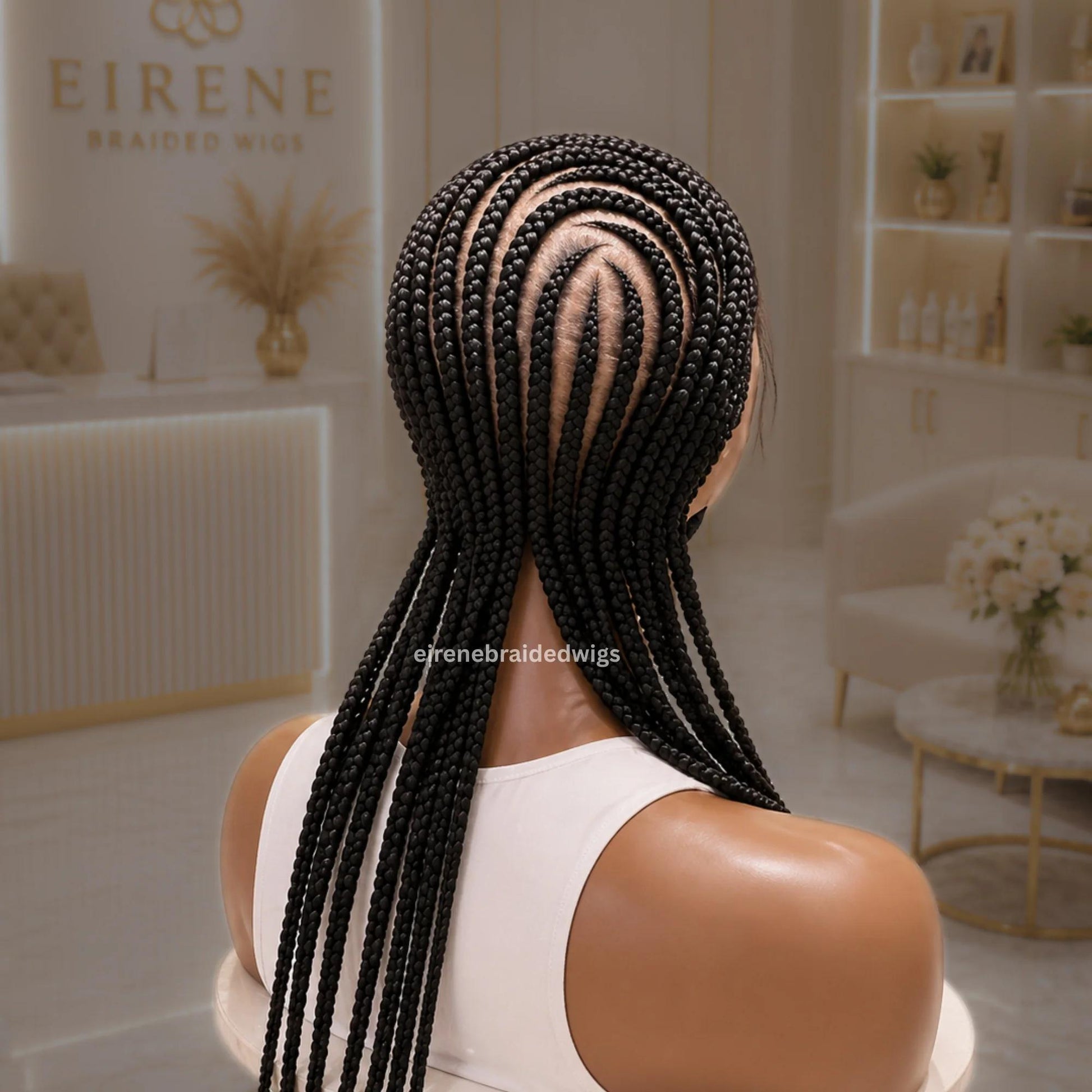 Full Lace Frontal Cornrow Braided Wig for Black Women – Ghana Weave with Beads – product image 3