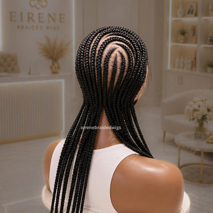 Full Lace Frontal Cornrow Braided Wig for Black Women – Ghana Weave with Beads – product image 3