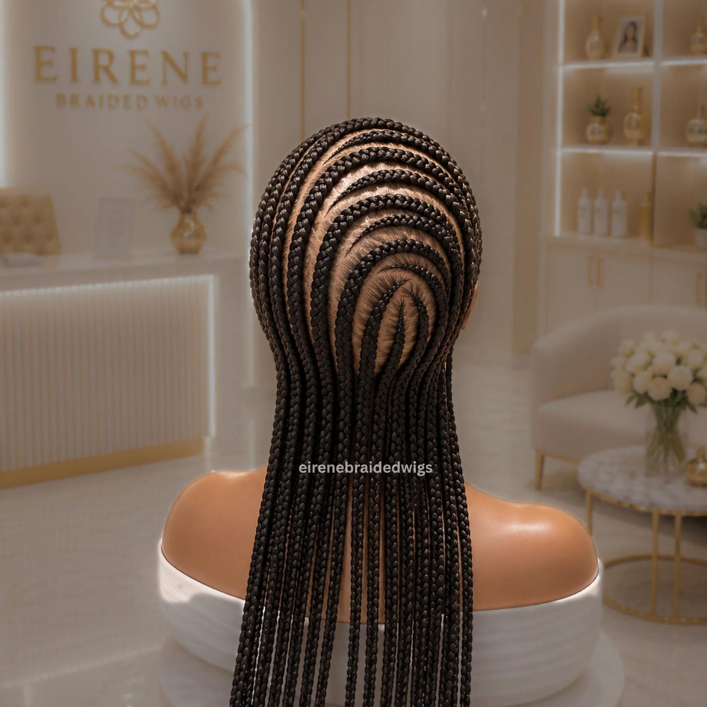 Full Lace Frontal Cornrow Braided Wig for Black Women – Ghana Weave with Beads – product image 4