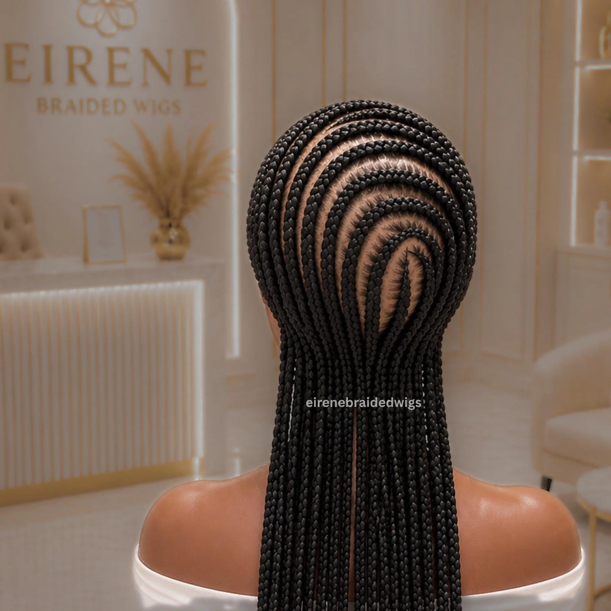 Full Lace Frontal Cornrow Braided Wig for Black Women – Ghana Weave with Beads – product image 5