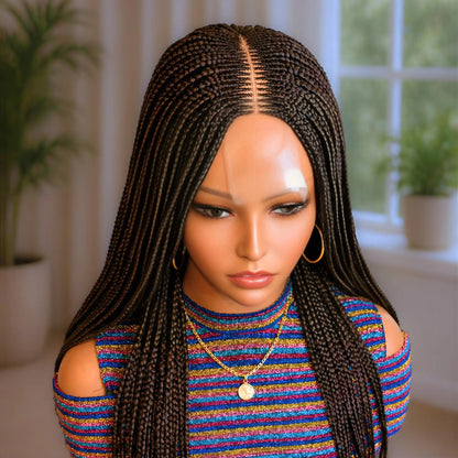 22inches Brown Braided Wigs – Handmade Cornrow Weave – 2x4 Lace Closure – product image 7