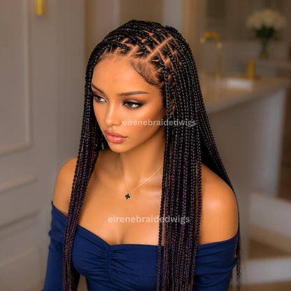 Braided Wigs for Black Women Knotless Box Braid Wig – Full Lace Frontal – Long Braided Hair – product image 4