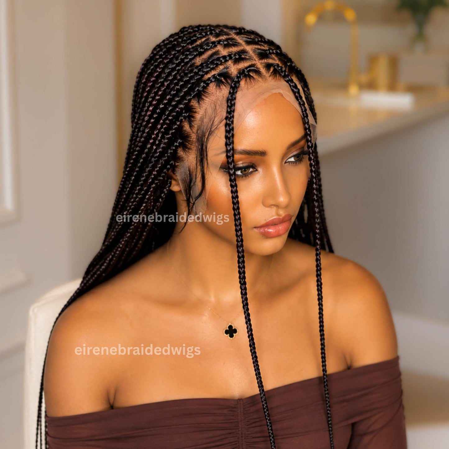 Braided Wigs for Black Women Knotless Box Braid Wig – Full Lace Frontal – Long Braided Hair – product image 2