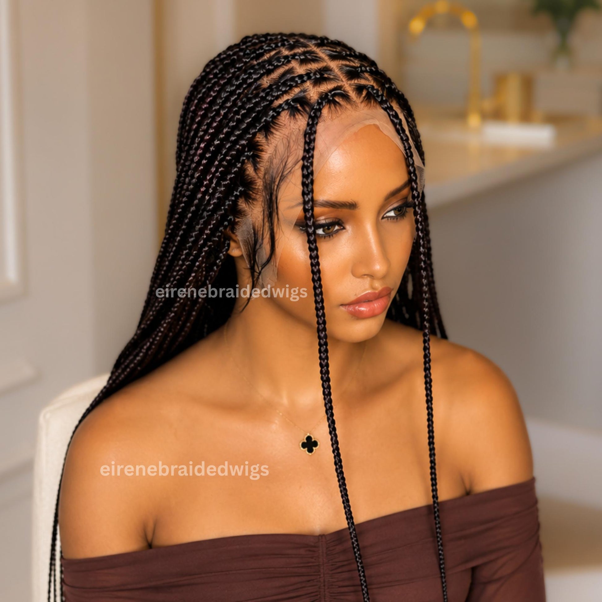 Braided Wigs for Black Women Knotless Box Braid Wig – Full Lace Frontal – Long Braided Hair – product image 2