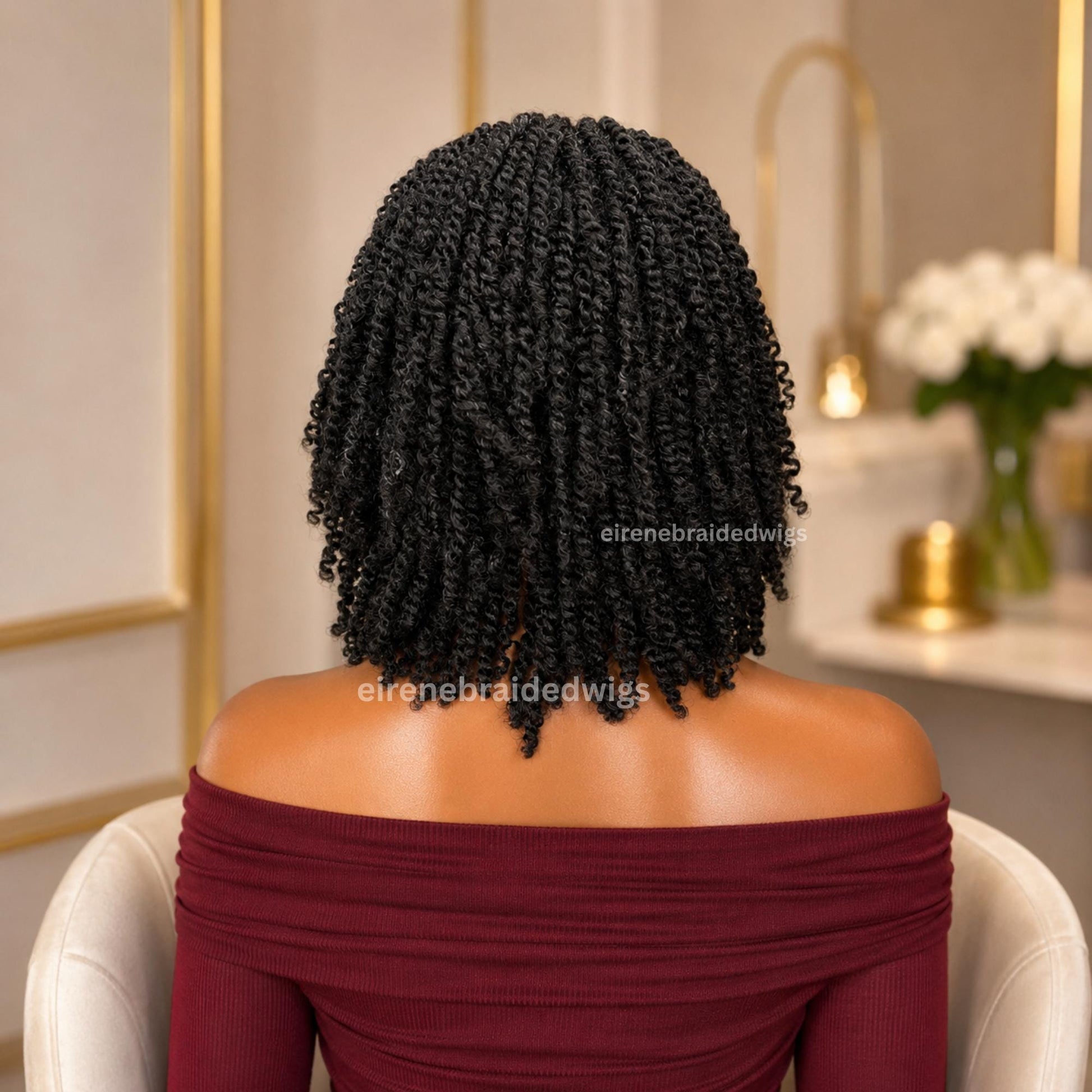 Black Spring Twist Braided Wigs for Black Women – Light-weight Lace Closure Bob Wig – product image 5