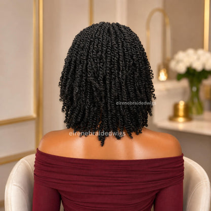 Black Spring Twist Braided Wigs for Black Women – Light-weight Lace Closure Bob Wig – product image 5