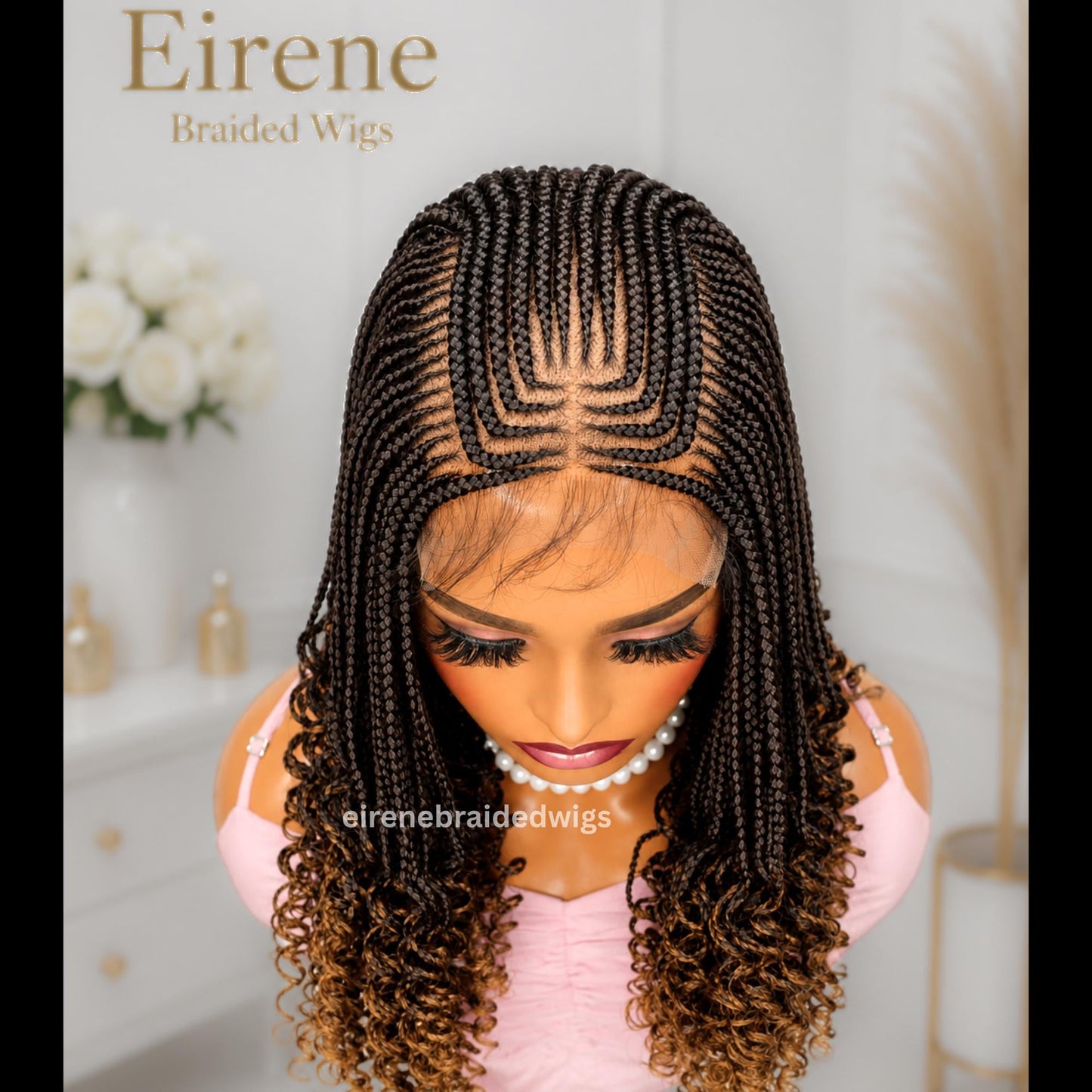 Curly short bob cornrow braided wig for Black Women – glueless centre-part boho curls light-weight lace front baby hair single box – product image 5