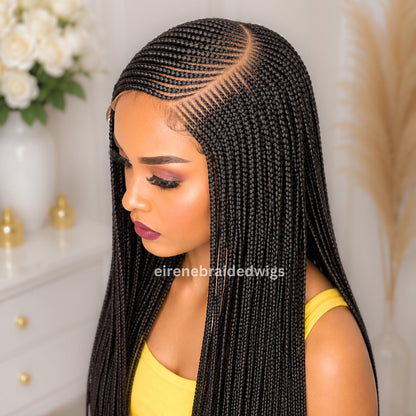 Braided Wigs for Black Women Fulani Braided Wig – Ghana Weave – Cornrow C-Cut – Lace Frontal – product image 1