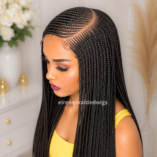 Braided Wigs for Black Women Fulani Braided Wig – Ghana Weave – Cornrow C-Cut – Lace Frontal – product image 1