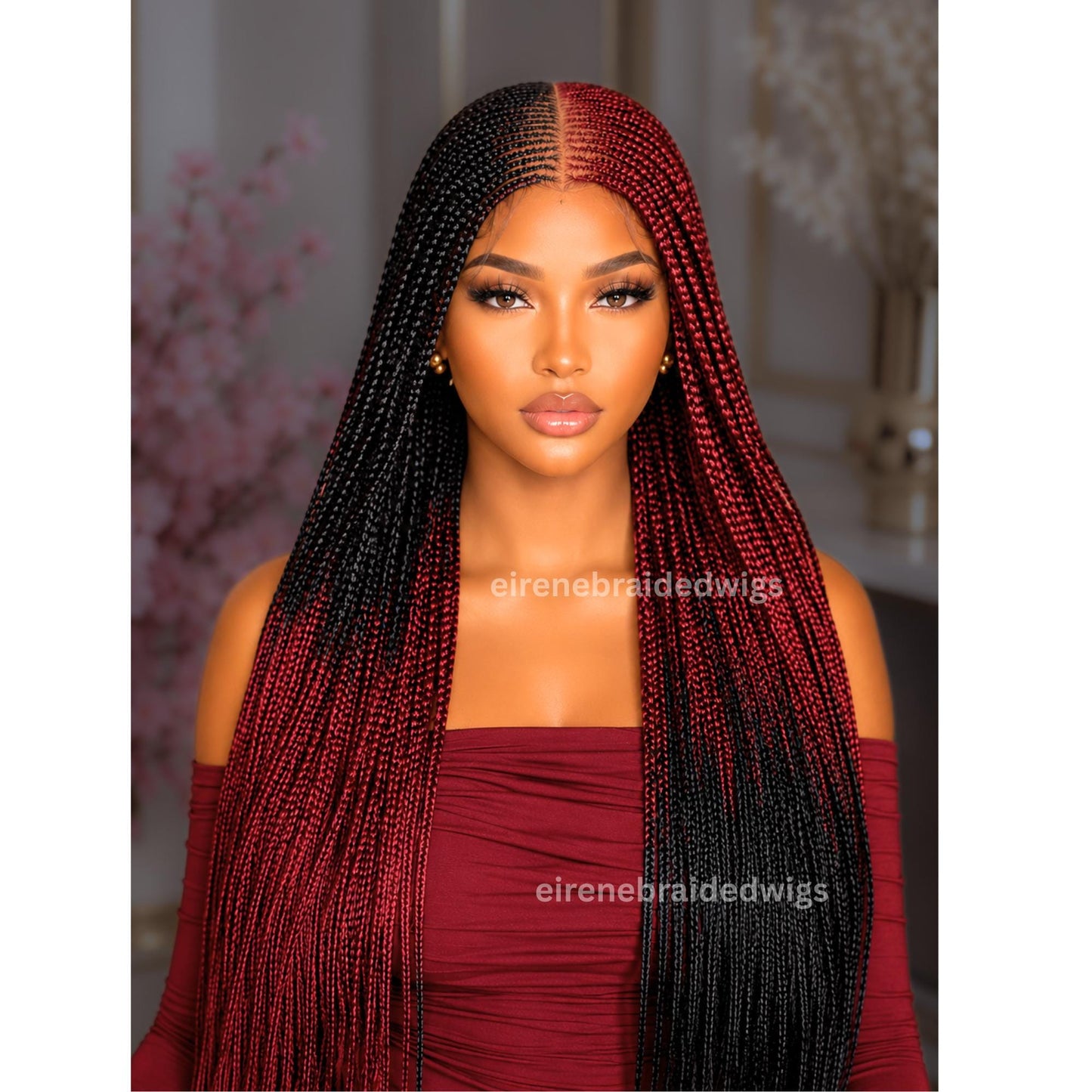 Braided Wigs for Black Women Reverse Braids Wig – Ombre Box Braids – Lace Front – Center Part – product image 5