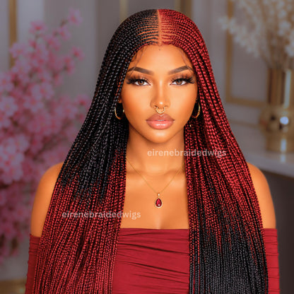 Braided Wigs for Black Women Reverse Braids Wig – Ombre Box Braids – Lace Front – Center Part – product image 9