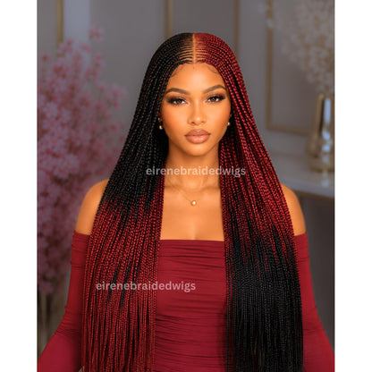Braided Wigs for Black Women Reverse Braids Wig – Ombre Box Braids – Lace Front – Center Part – product image 2