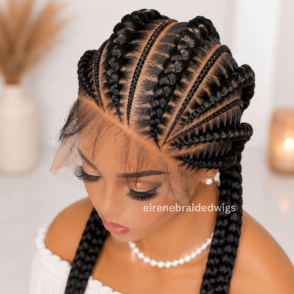 Braided Wigs for Black Women Full Lace Feed-in Cornrow Braided Wig – 30 inch African Tribal Braids – product image 6