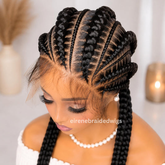 Braided Wigs for Black Women Full Lace Feed-in Cornrow Braided Wig – 30 inch African Tribal Braids – product image 1