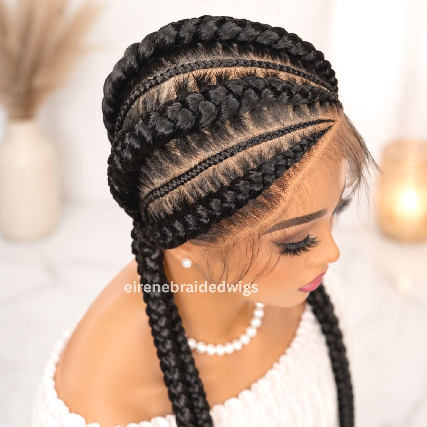 Braided Wigs for Black Women Full Lace Feed-in Cornrow Braided Wig – 30 inch African Tribal Braids – product image 3