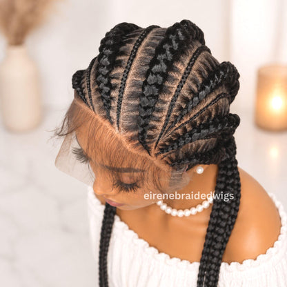 Braided Wigs for Black Women Full Lace Feed-in Cornrow Braided Wig – 30 inch African Tribal Braids – product image 4