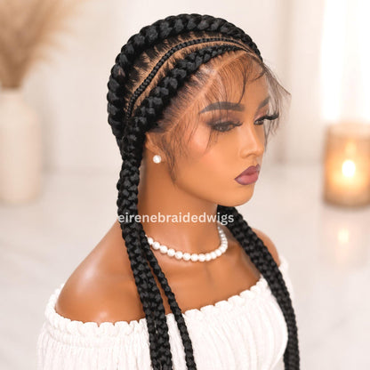 Braided Wigs for Black Women Full Lace Feed-in Cornrow Braided Wig – 30 inch African Tribal Braids – product image 5