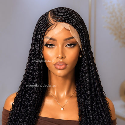 Braided Wigs for Black Women Braided Wig – Watermelon C-Cut Lace Frontal Cornrow Weave – product image 4