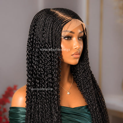 Braided Wigs for Black Women Braided Wig – Watermelon C-Cut Lace Frontal Cornrow Weave – product image 3