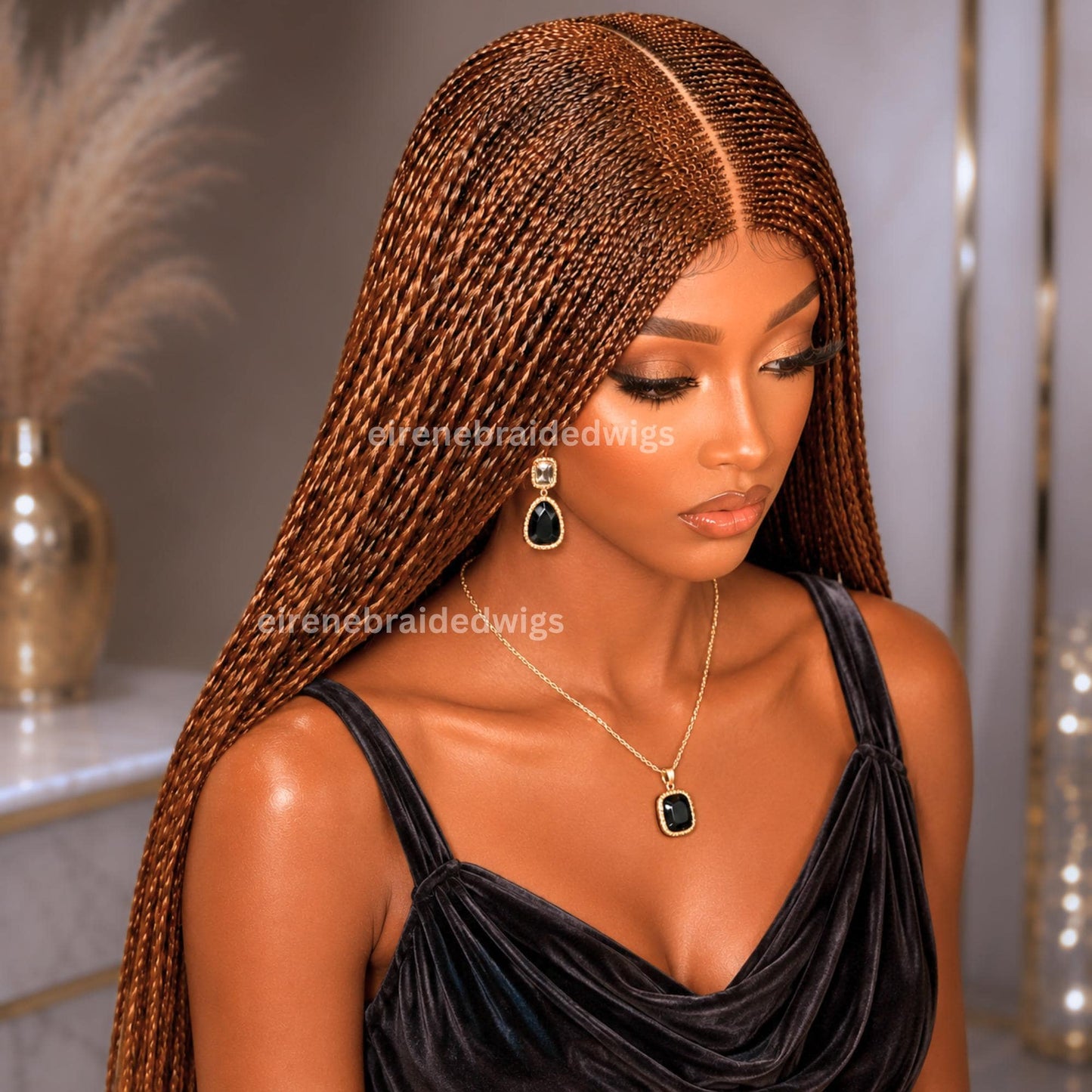 Lace Frontal Loose Braids Cornrow Braided Wig for Black Women – Ghana Weave Box Braids Wig – product image 2