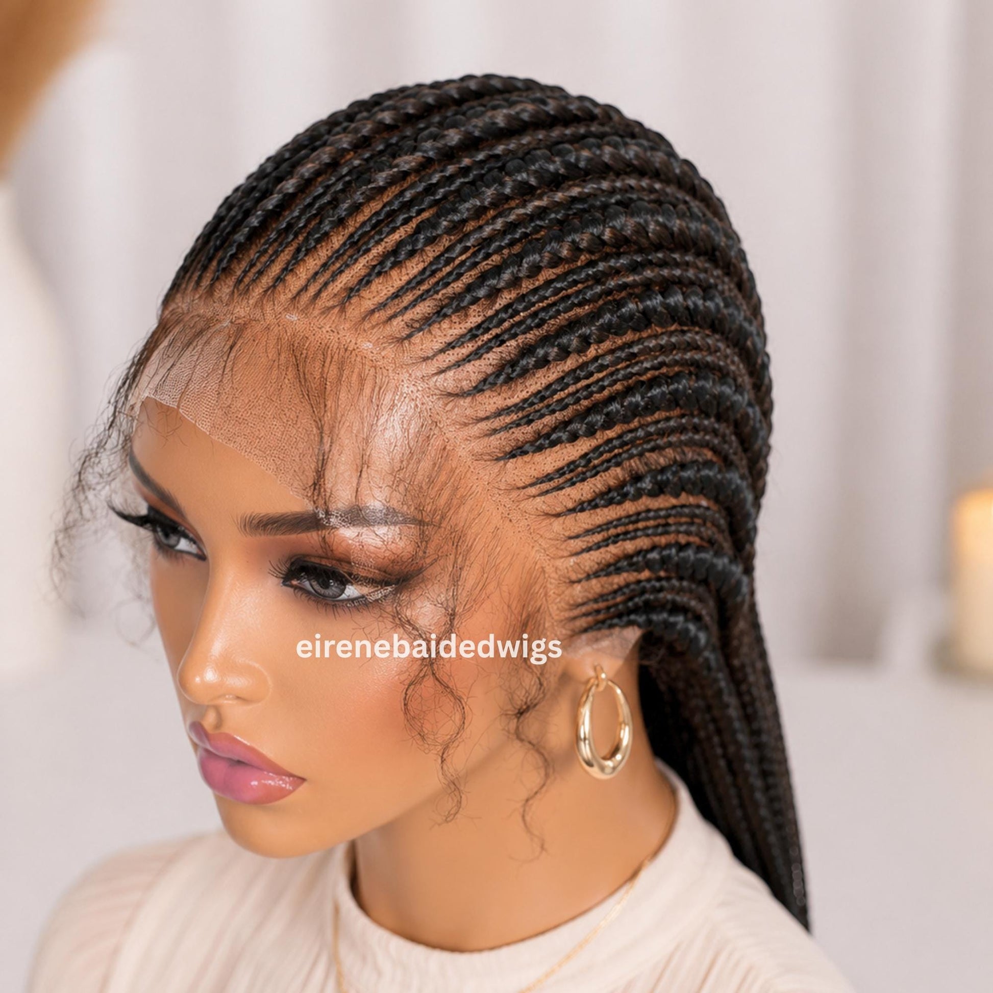 Braided Wigs for Black Women Full Lace Feed-in Cornrow Braided Wig – 30 inch African Tribal Braids – product image 2