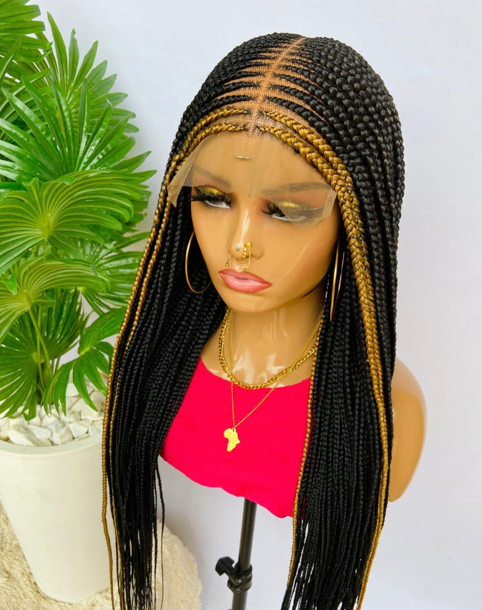 Braided Wigs for Black Women 24" Fulani Braided Wig – Ghana Weaving Lace Frontal Braid Wig – product image 1