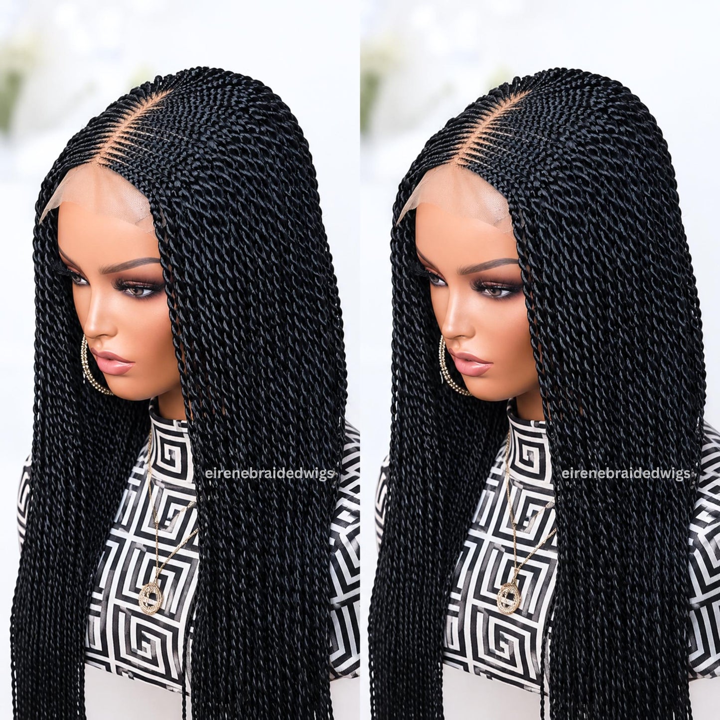 Braided Wigs for Black Women Fulani Cornrow Braided Wig – Lace Closure – Micro Twist – 18 inch – product image 1