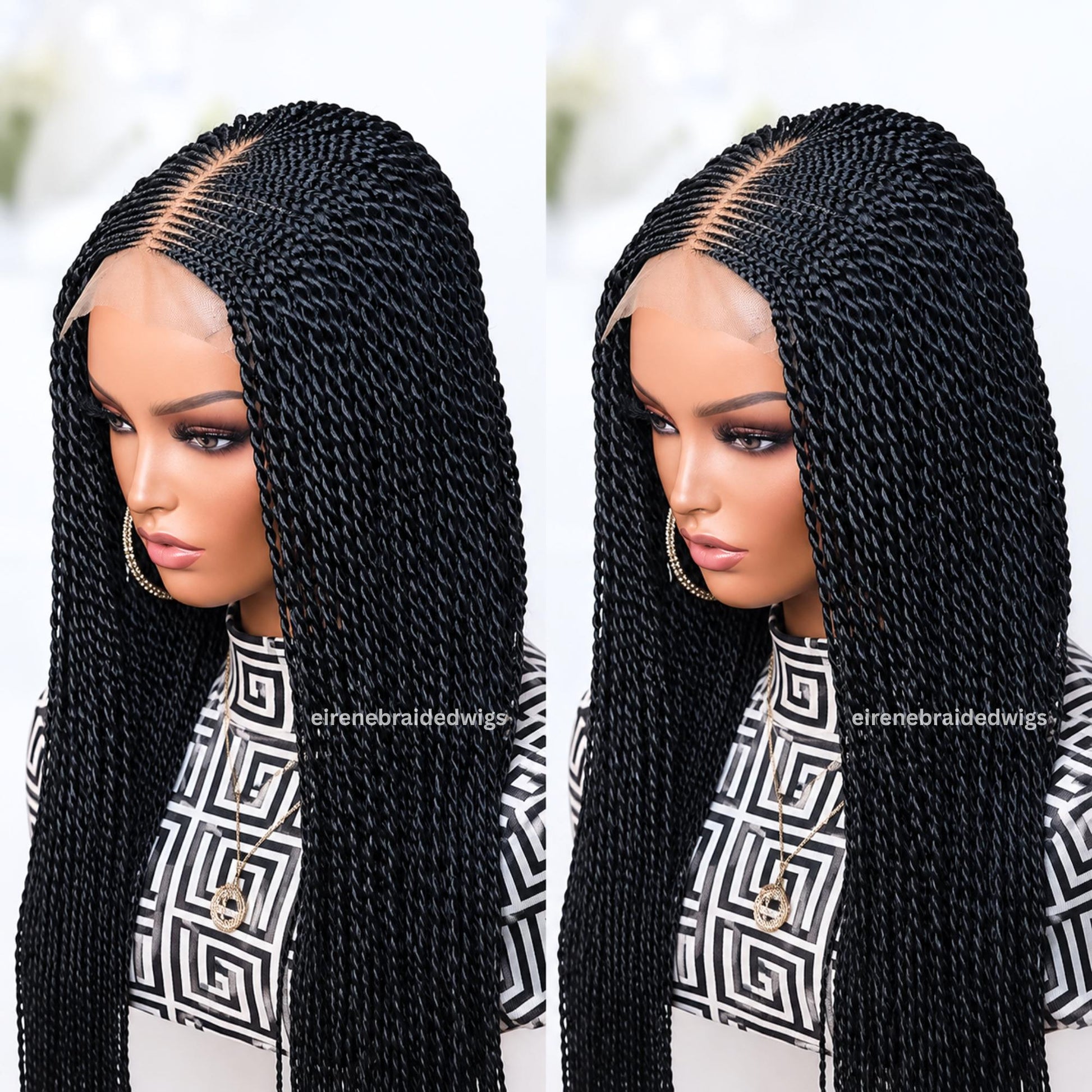 Braided Wigs for Black Women Fulani Cornrow Braided Wig – Lace Closure – Micro Twist – 18 inch – product image 1