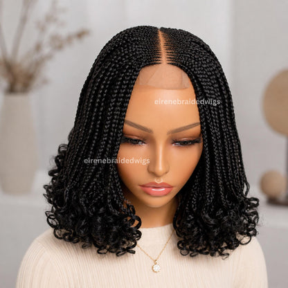 Braided Wigs for Black Women Braided Bob Wig – Black Spanish Curls – Lace Closure – product image 3