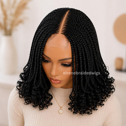 Braided Wigs for Black Women Braided Bob Wig – Black Spanish Curls – Lace Closure – product image 4